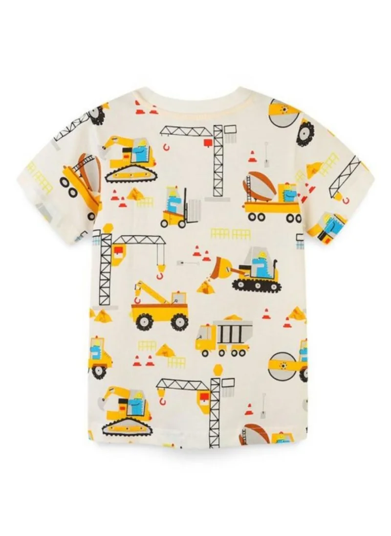 YUNIQEE Cream Conversational Printed Round Neck Cotton T-shirt