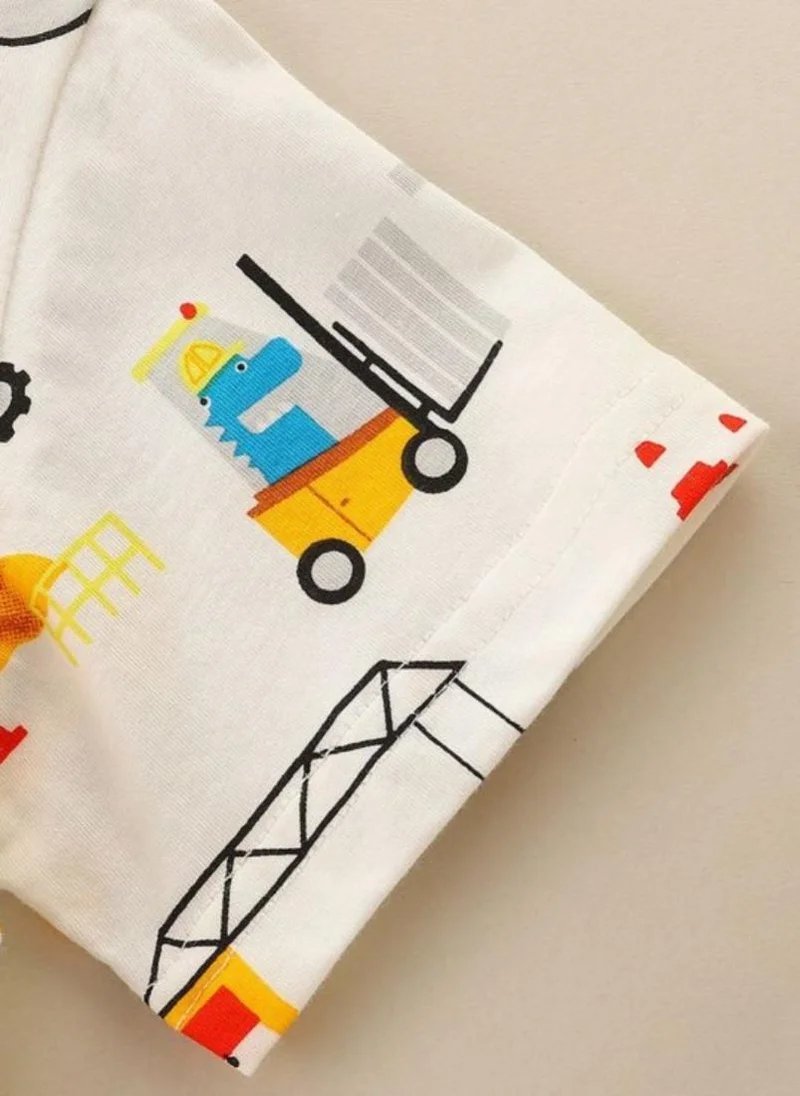 YUNIQEE Cream Conversational Printed Round Neck Cotton T-shirt