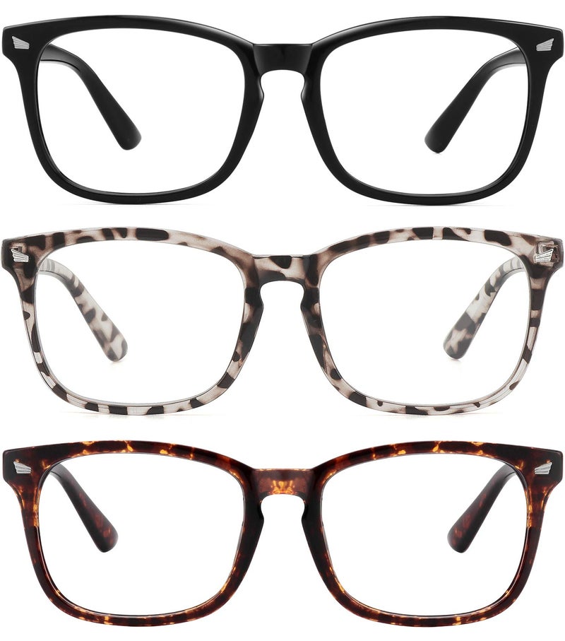 MEETSUN Blue Light Blocking Glasses Anti Eye Strain Headache Sleep BetterComputer Reading Glasses UV400 Transparent Lens BlackLeopardTortoise 53