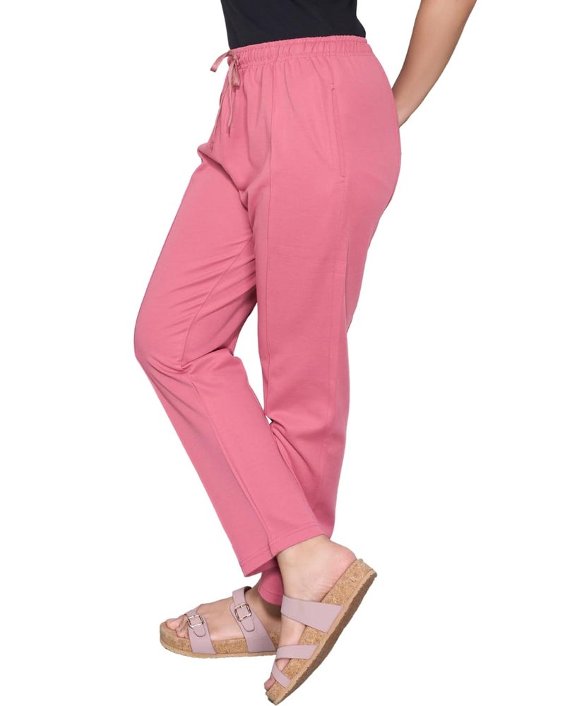CUPID Woman Plus Size Easy Cotton Track Pants, Comfortable Lower, Trouser, Joggers, Lounge Wear, Night n, Pajama, Travel Pant_Rouge_7XL - Image 1