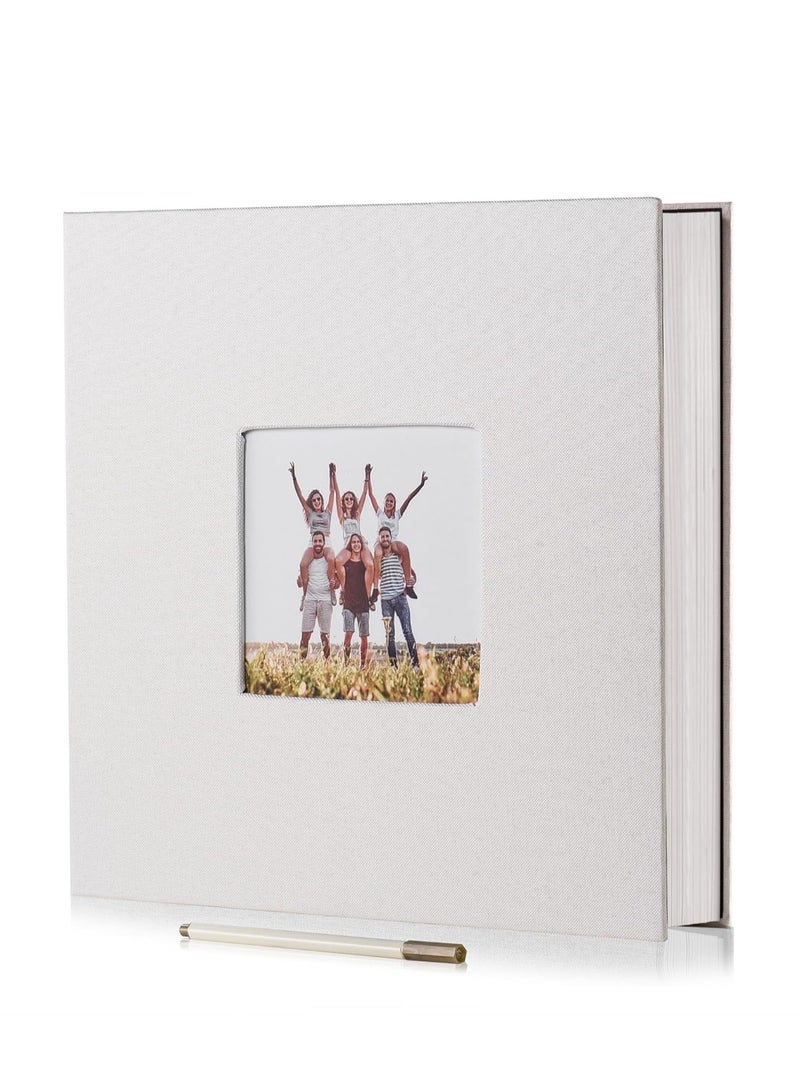 TRASSLE Large Photo Album Self Adhesive with Picture Display Window, DIY Scrapbook, 40 Pages Linen Cover Memory Book with Metallic Pen  - Image 1