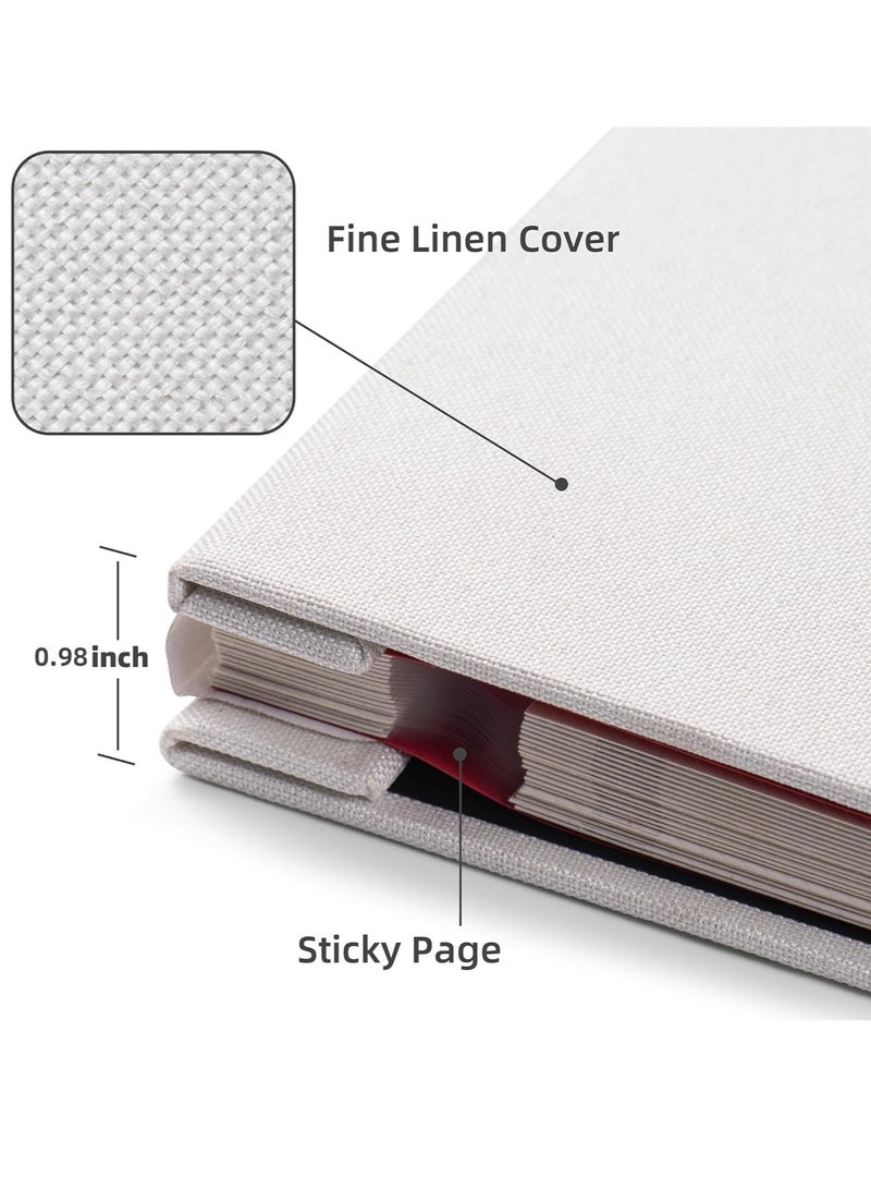 TRASSLE Large Photo Album Self Adhesive with Picture Display Window, DIY Scrapbook, 40 Pages Linen Cover Memory Book with Metallic Pen  - Image 4