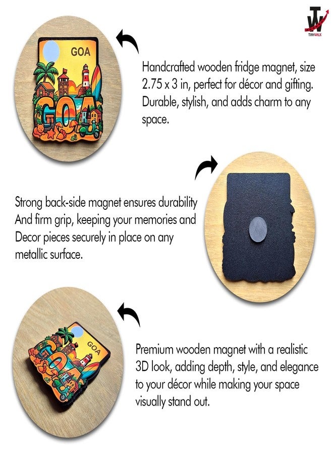Tinywalk Goa 3D Wooden Fridge Magnet | Beach & Lighthouse Souvenir | Premium 3D-Effect Refrigerator Magnet for Home, Kitchen & Office Décor - Image 5