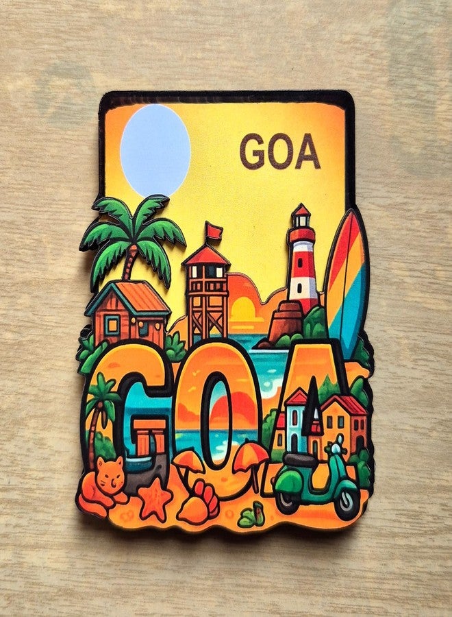 Tinywalk Goa 3D Wooden Fridge Magnet | Beach & Lighthouse Souvenir | Premium 3D-Effect Refrigerator Magnet for Home, Kitchen & Office Décor - Image 1