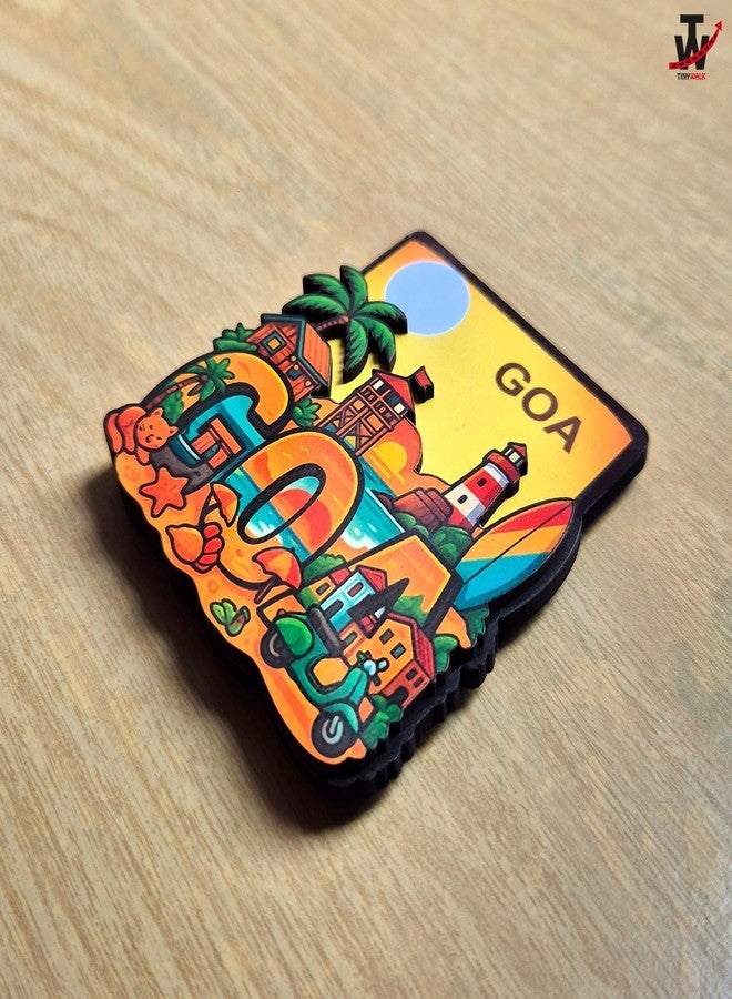 Tinywalk Goa 3D Wooden Fridge Magnet | Beach & Lighthouse Souvenir | Premium 3D-Effect Refrigerator Magnet for Home, Kitchen & Office Décor - Image 2