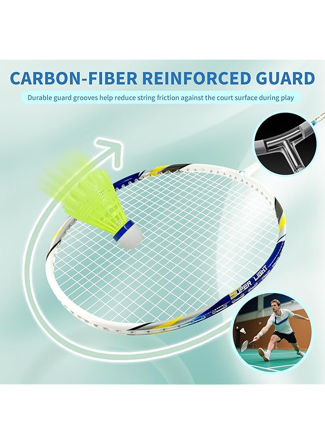 Senston Badminton Rackets Set For 2 Players Graphite Shaft Badminton Racquets With 1 Badminton Bag 2 Badminton Shuttlecocks 2 Racquet Grips - Image 4