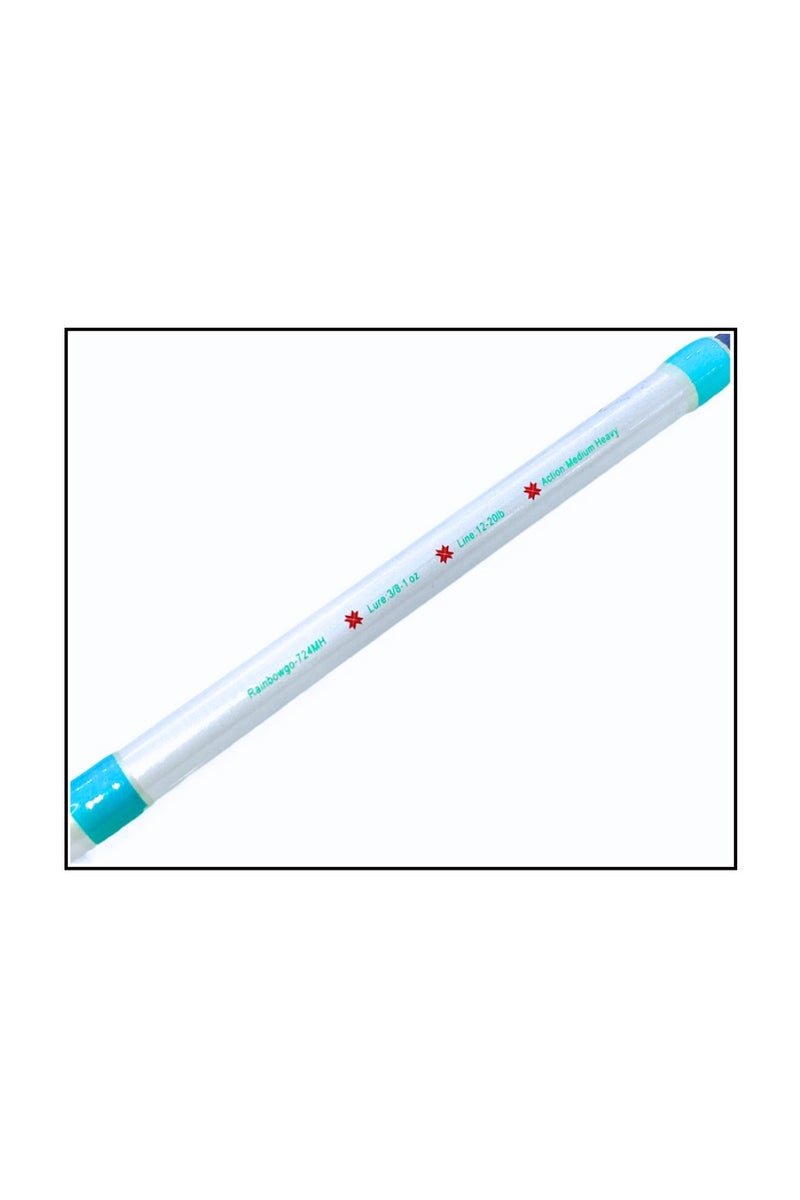 أوكورا صنارة صيد دوارة للسفر من أوكورا رينبو 724 إم إتش 7.2 قدم متوسطة القوة 4 قطع لون أبيض وأزرق مائي فاتح خيط صيد 3/8-1 أونصة وزن 12 إلى 20 رطلاً كربون فارغ مقبض من الفلين مع أنبوب شفاف - Image 3