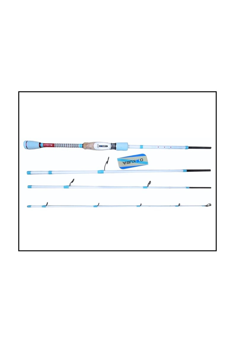 أوكورا صنارة صيد دوارة للسفر من أوكورا رينبو 724 إم إتش 7.2 قدم متوسطة القوة 4 قطع لون أبيض وأزرق مائي فاتح خيط صيد 3/8-1 أونصة وزن 12 إلى 20 رطلاً كربون فارغ مقبض من الفلين مع أنبوب شفاف - Image 4