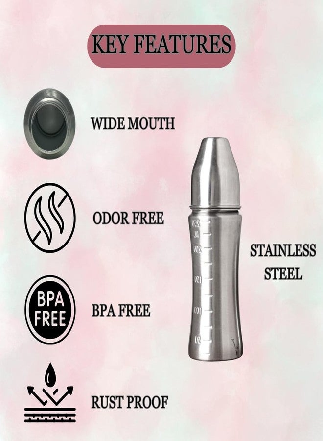 VOIK Baby Feeding Bottle 140ML & Extra 1 Nipple | Stainless Steel Simple Bottle | Hygienic Silicone Teat | Feeding Bottle for New Born Baby BPA Free - Image 4