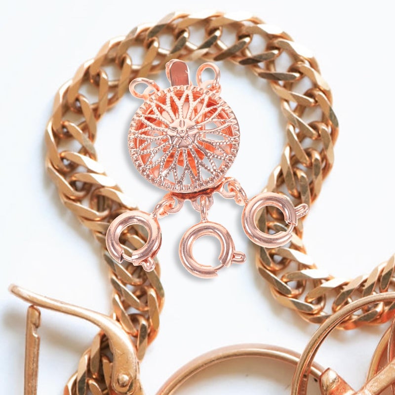 Sunflower Design Copper Triple Ring Clasp Hook For Stackable Necklaces And Bracelets - Image 5