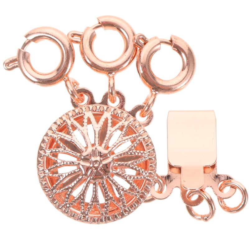 Sunflower Design Copper Triple Ring Clasp Hook For Stackable Necklaces And Bracelets - Image 2