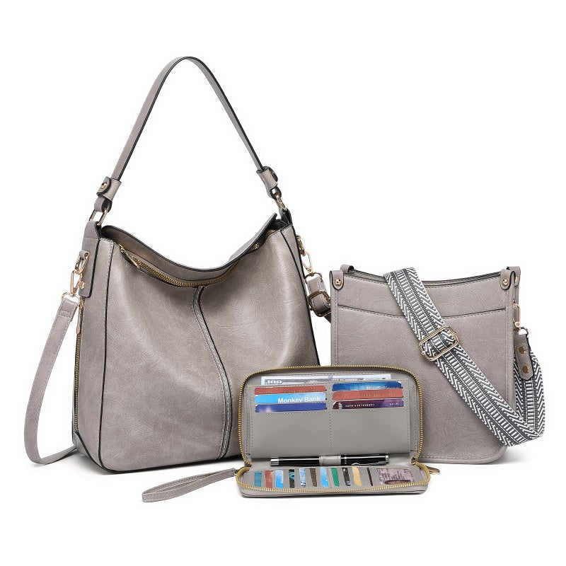 BAVERGE Purses for Women 3PCS, Crossbody Bags Set Large Leather Purse Shoulder Handbags with Wallet Adjustable Straps for Ladies Tote - Image 1