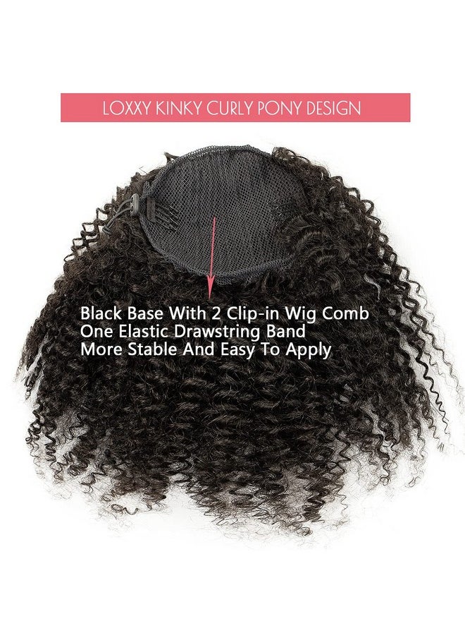 Loxxy - Kinky Curly Ponytail 3B 3C Real Virgin Remy Human Hair Kinky Ponytail Drawstring Ponytail For Black Women Natural Black Afro Kinky Curly Ponytail For Natural Hair Thick End 10Inch - Image 1