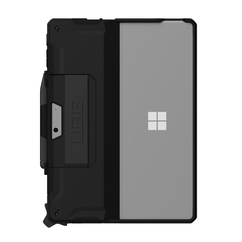 Urban Armor Gear حقيبة URBAN ARMOR GEAR UAG مصممة لجهاز Microsoft Surface Pro 11/10/9 مع حامل يد وحزام قلم متوافقة مع لوحة المفاتيح Type Cover غلاف واقي قوي، أسود سكوت - Image 3