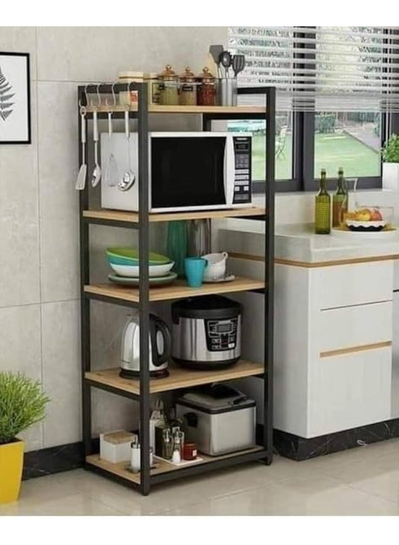 Opex 5-Tier Wall-Mounted Shelf, Minimalist Wooden Kitchen Storage Rack, Heavy Duty Tiered Wall Shelf, Rectangular Smooth Finish, Space-Saving Wall Organizer for Kitchen, Bathroom, Living Room, Home Office - Image 1