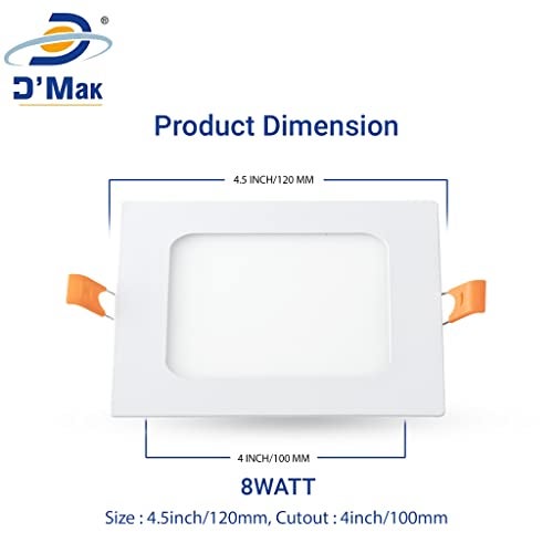 D'Mak D’Mak Plastic 8 Watt Ultra Slim Led Super Bright Square Panel Light (White, 4 X 4 Inch) - Pack of 10 - Image 4