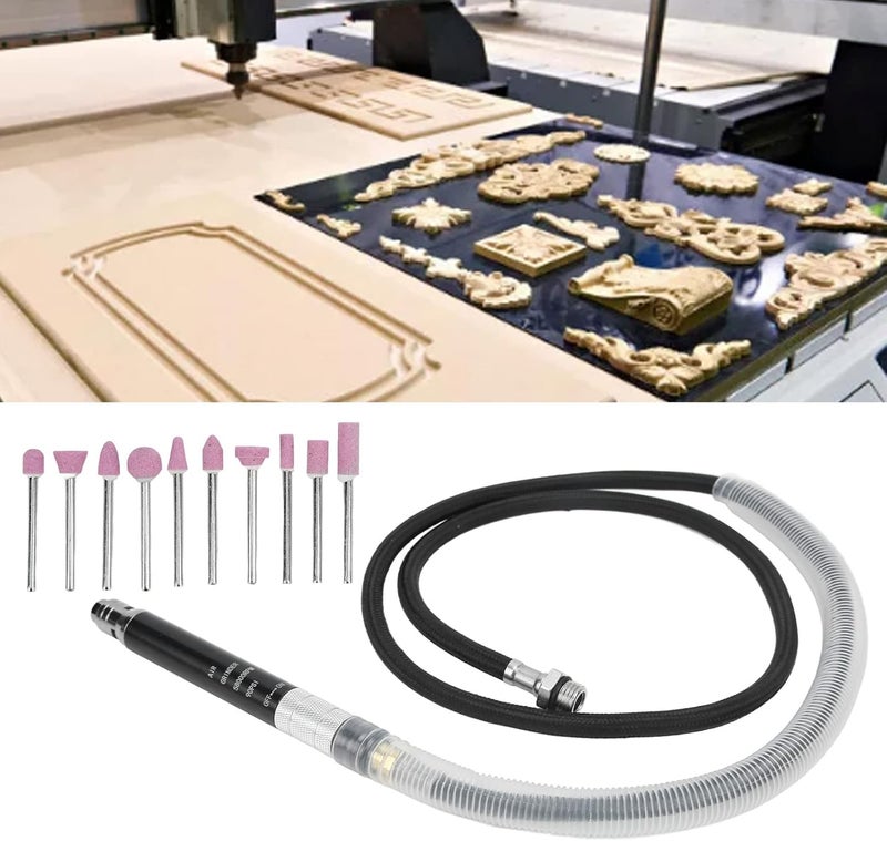 Pneumatic Pencil Die Grinder Kit, Air Powered Micro Die Grinder Set, 65000 RPM Compact Engraving Pen with 1/8in Collet for Metal Wood Plastic Polishing and Grinding - Image 5