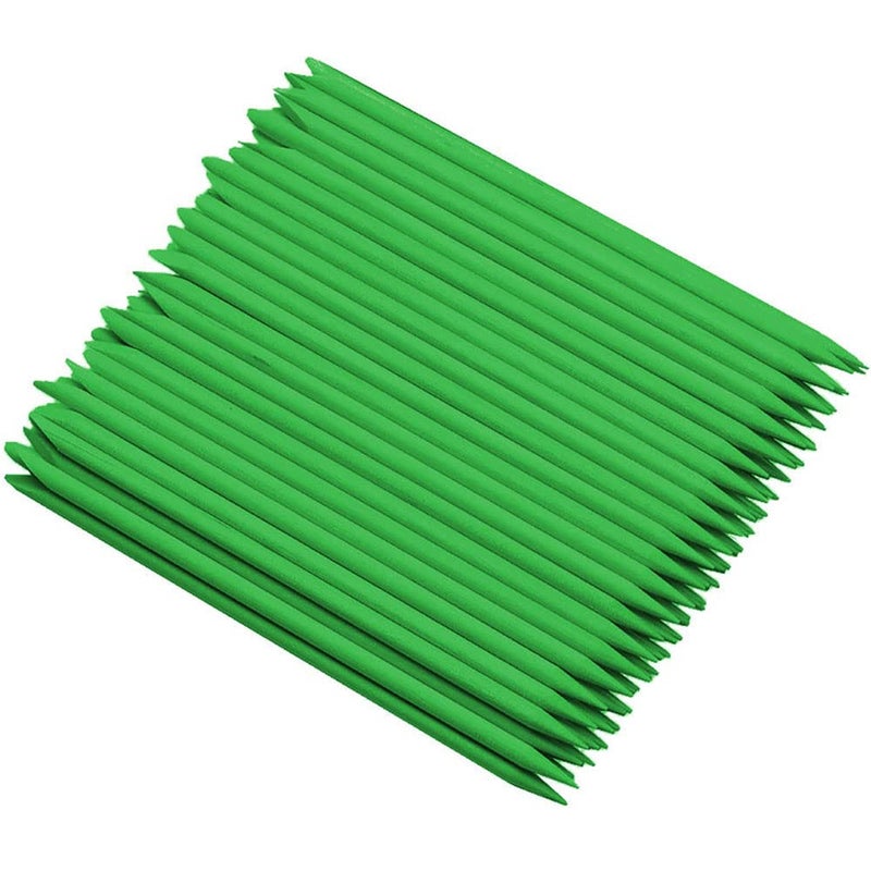 Borogo 100 Pcs Orange Wood Nail Sticks Double Sided Multi Functional Cuticle Pusher Manicure Pedicure Tool for Manicure Pedicure Green - Image 1