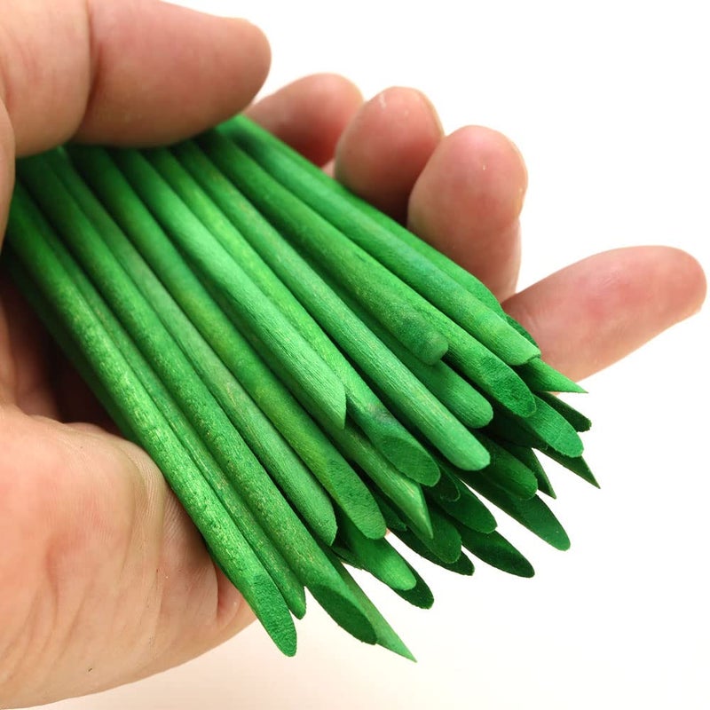 Borogo 100 Pcs Orange Wood Nail Sticks Double Sided Multi Functional Cuticle Pusher Manicure Pedicure Tool for Manicure Pedicure Green - Image 4