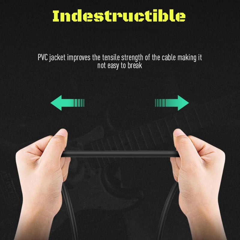 SeCro كابل جيتار - 6 أقدام (2 متر) كابل آلة كهربائية بيس 6.35 مم 1/4 بوصة لجيتار كهربائي، ماندولين كهربائي، كابل صوت احترافي (مستقيم إلى زاوية يمين، أسود، 2 متر - (6 أقدام)) - Image 5