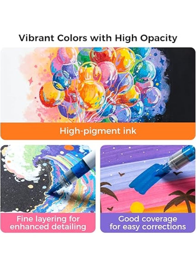 أوهوهو أقلام طلاء أكريليك اوهوهو 24 لونًا: أقلام ماركر أكريليك برؤوس فرشاة 1.5 ملم، أقلام طلاء عالية التعتيم مقاومة للماء ومقاومة للضوء لطلاء الصخور وبيض عيد القيامة والخشب والزجاج والسيراميك والقماش - Image 5