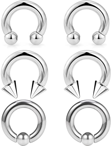 Ocptiy 8G Septum Ring Jewelry Ear Gauges Earrring Weight Stretching kit 8 Gauge Big Large Septum Nose Ring Hoop Silver Stainless Surgical Steel Septum Pincher Taper Piercing Jewerly Women Men 10mm - Image 1