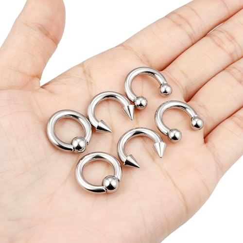 Ocptiy 8G Septum Ring Jewelry Ear Gauges Earrring Weight Stretching kit 8 Gauge Big Large Septum Nose Ring Hoop Silver Stainless Surgical Steel Septum Pincher Taper Piercing Jewerly Women Men 10mm - Image 4
