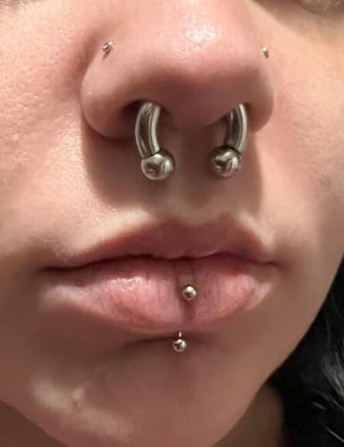 Ocptiy 8G Septum Ring Jewelry Ear Gauges Earrring Weight Stretching kit 8 Gauge Big Large Septum Nose Ring Hoop Silver Stainless Surgical Steel Septum Pincher Taper Piercing Jewerly Women Men 10mm - Image 5