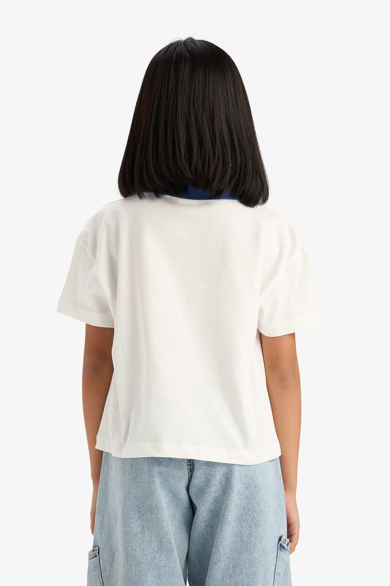 DeFacto Girl Boxy Fit Slogan Printed Polo T Shirt - Image 4