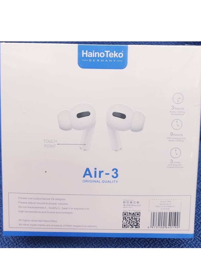 سماعات أير-3 اللاسلكية داخل الأذن بلوتوث لأجهزة آيفون وأندرويد باللون الأبيض - Image 2