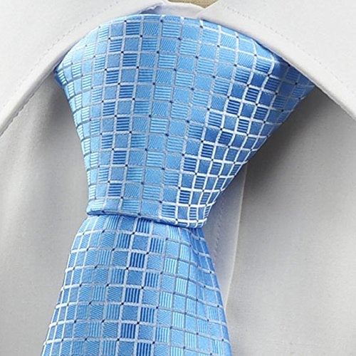 KissTies Blue Tie Set Solid Necktie Wedding Ties + Pocket Square + Gift Box - Image 5