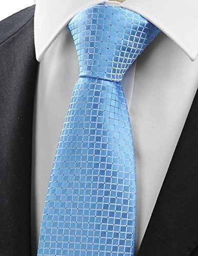 KissTies Blue Tie Set Solid Necktie Wedding Ties + Pocket Square + Gift Box - Image 4