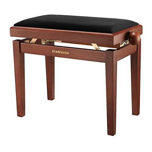Starfavor Starfavor Piano Bench Adjustable Keyboard Chair Wooden Piano Stool Padded Seat Cushion Brown SPB480N