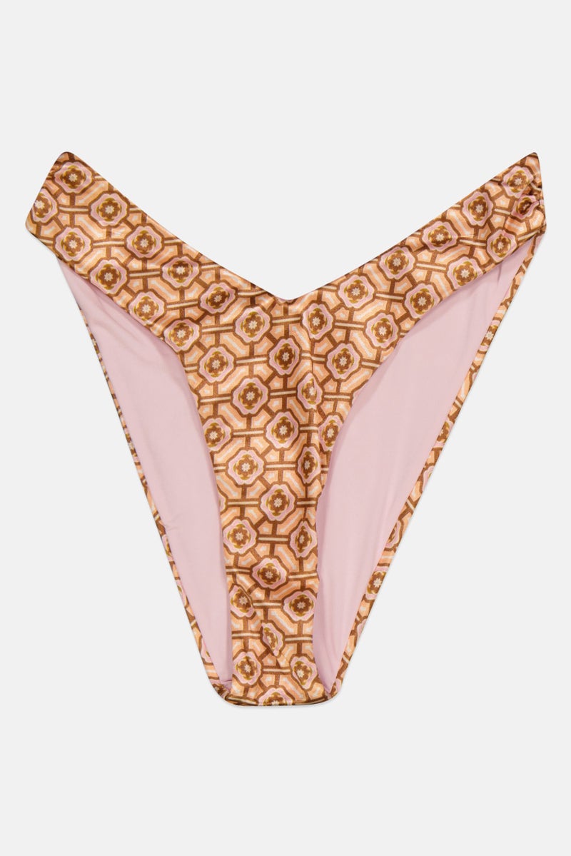 Asos Design Women 1 Peace Pull On Hipster Bikini Bottom, Tan Combo  - Image 1
