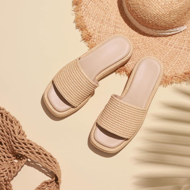 EQAUDES Platform Wedge Espadrille Sandals for Women Summer Beach Outdoor Straw Raffia Comfortable Brown Vacation Sanda for Women - Image 3