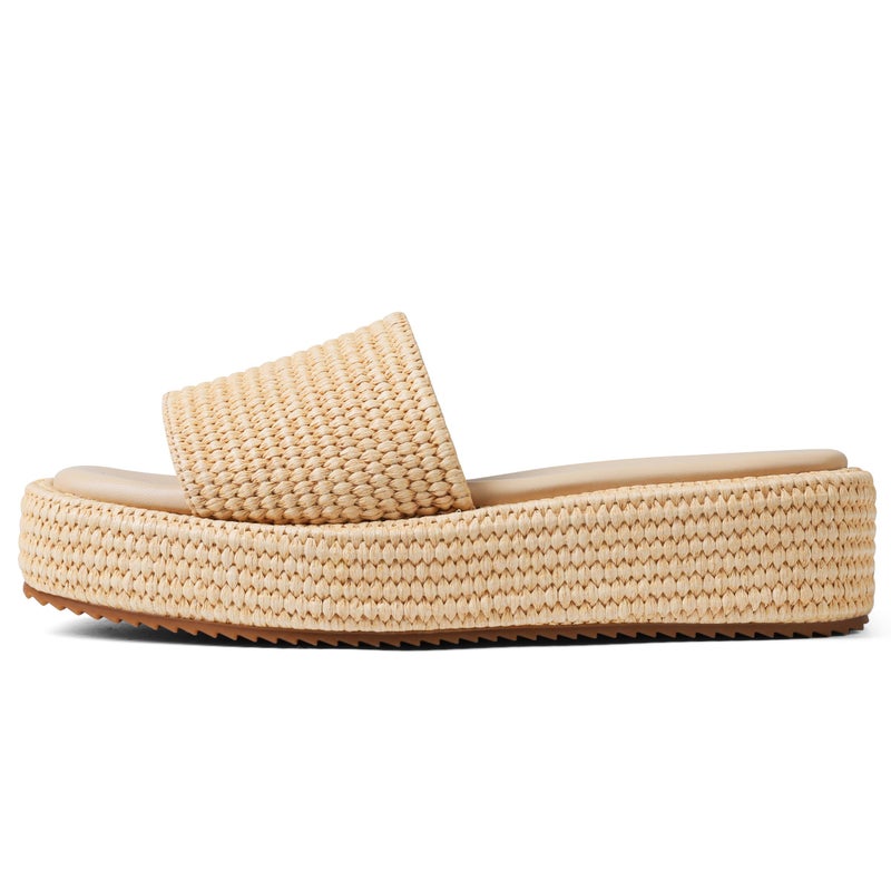 EQAUDES Platform Wedge Espadrille Sandals for Women Summer Beach Outdoor Straw Raffia Comfortable Brown Vacation Sanda for Women - Image 1