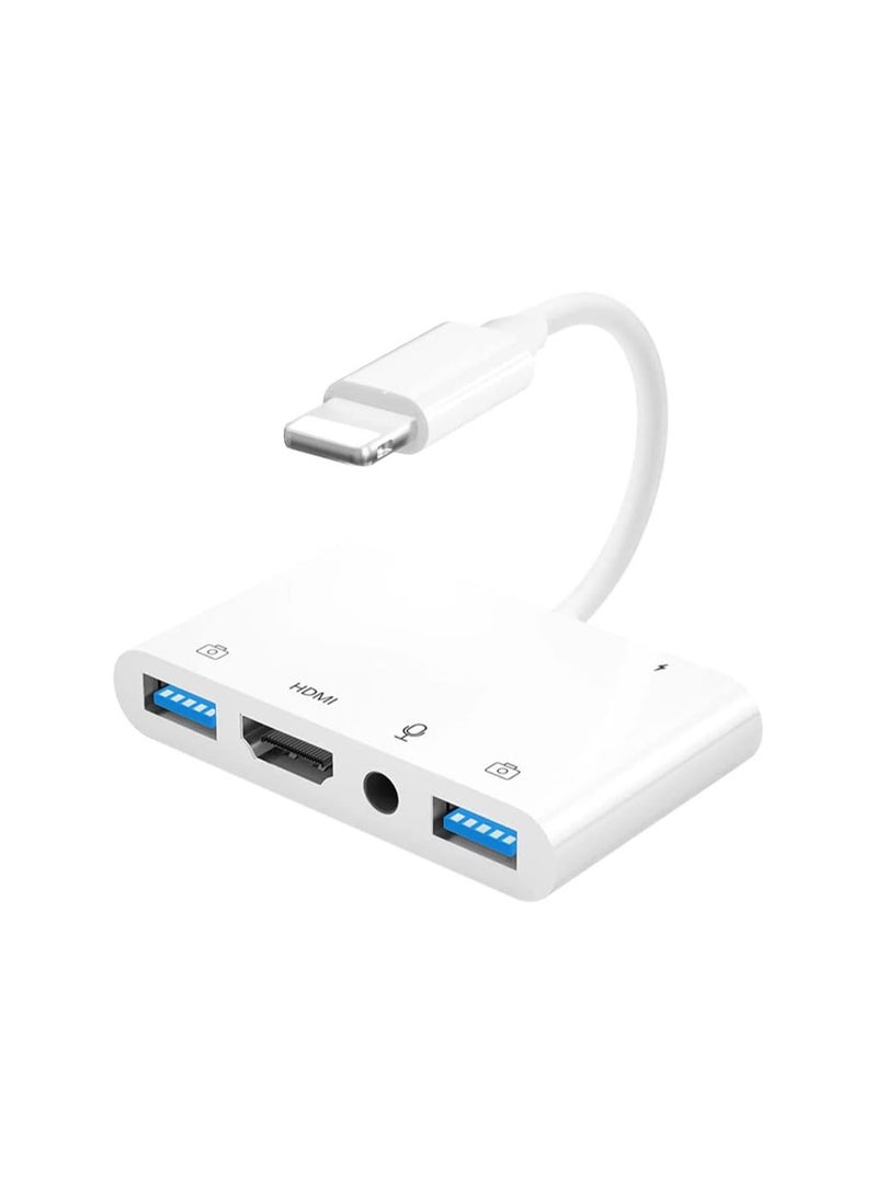 Cool Baby COOLBABY Lightning To HDMI Adapter for iPhone, USB Female OTG Adapter Compatible with iPhone/iPod, No Application, Plug and Play (HDMI +3.5mm +USB) - Image 1