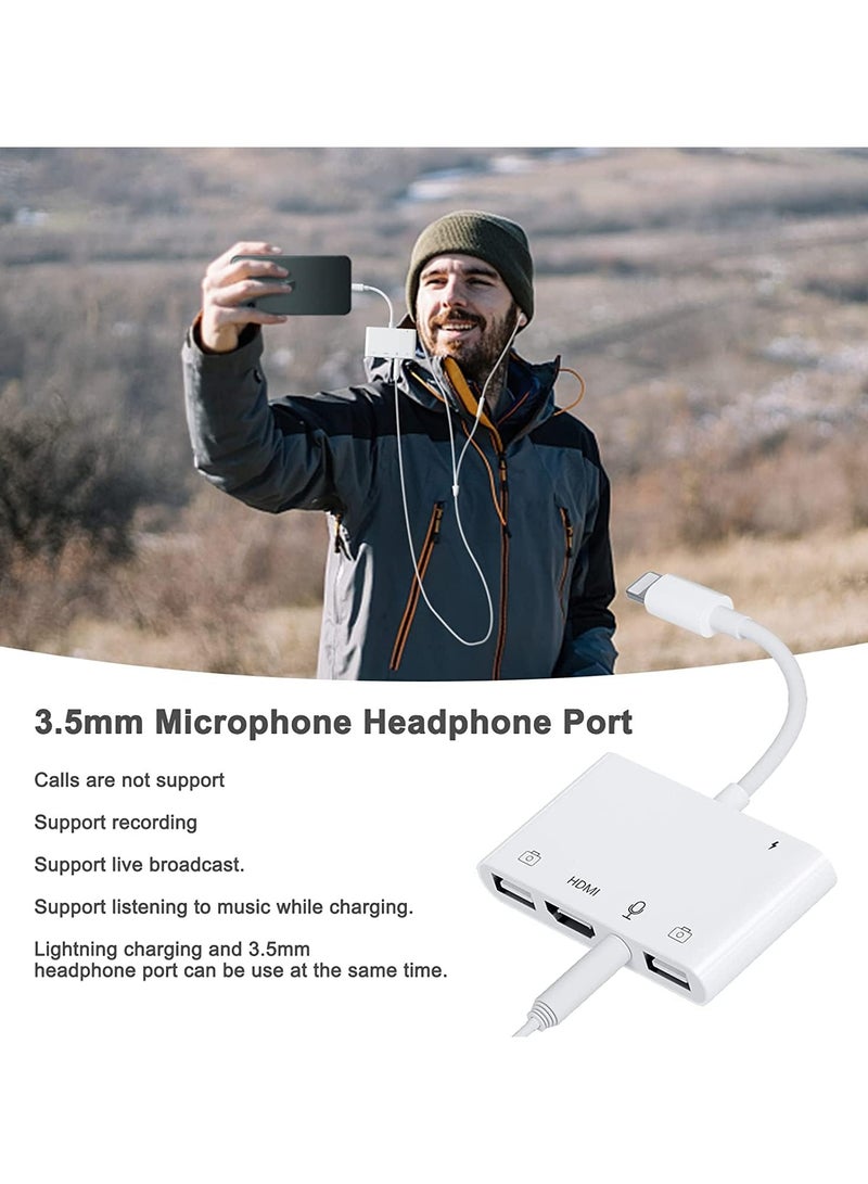 Cool Baby COOLBABY Lightning To HDMI Adapter for iPhone, USB Female OTG Adapter Compatible with iPhone/iPod, No Application, Plug and Play (HDMI +3.5mm +USB) - Image 2