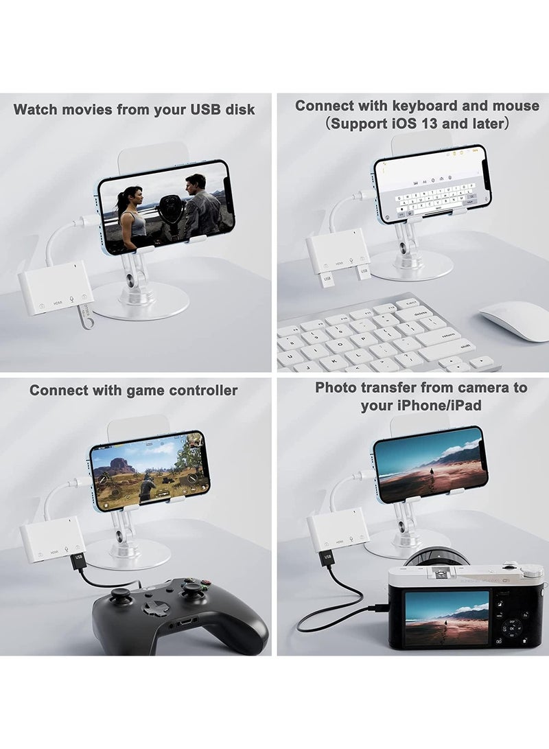 Cool Baby COOLBABY Lightning To HDMI Adapter for iPhone, USB Female OTG Adapter Compatible with iPhone/iPod, No Application, Plug and Play (HDMI +3.5mm +USB) - Image 4