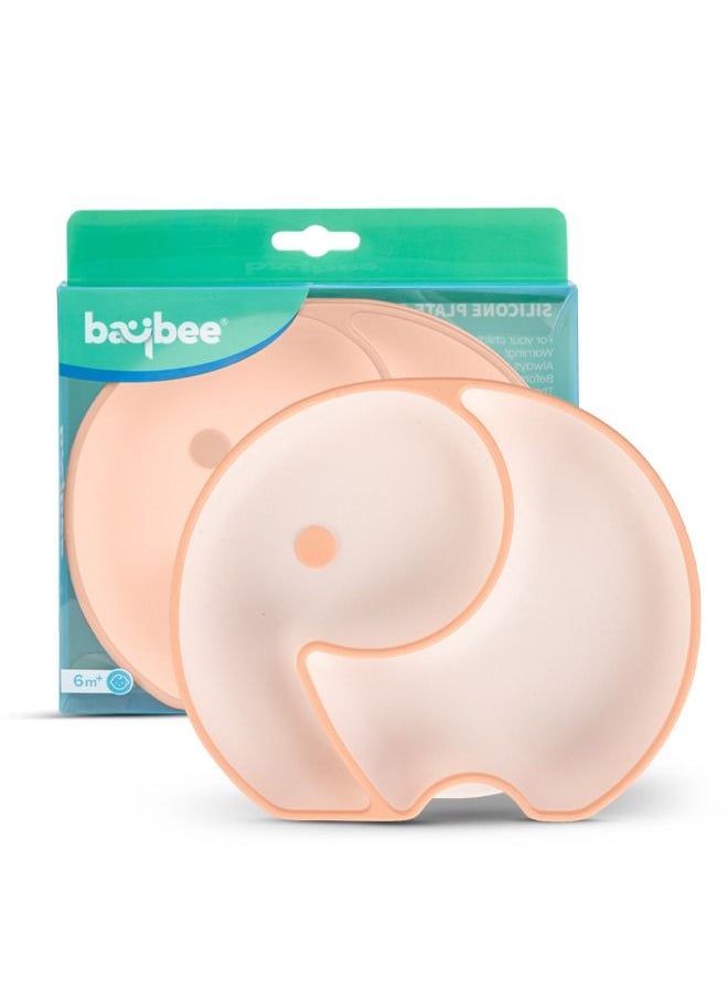 BAYBEE Baybee Infant Elephant Silicone Suction Plates for Baby Self Eating Food Grade Non Slip Feeder Bowl for Toddlers Feeding Plate Strong Grip Suction Divided Plate Baby Tableware Set for Kids Boy Girl  - Image 1