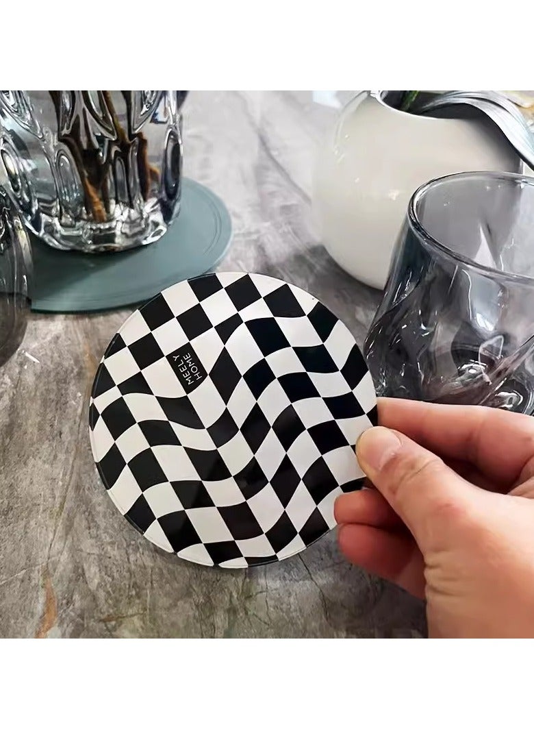 Wmlhome Tabletop Protection Acrylic Coasters, Home Decor Checkerboard Pattern Pad Cup Pads Coffee Tea Cup Mat  - Image 1