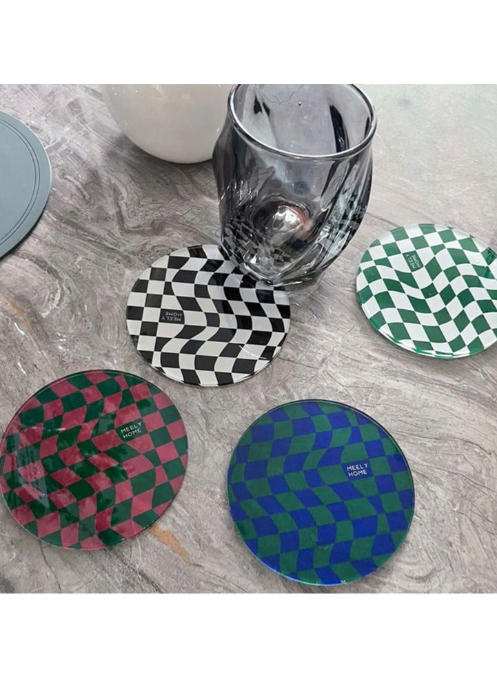 Wmlhome Tabletop Protection Acrylic Coasters, Home Decor Checkerboard Pattern Pad Cup Pads Coffee Tea Cup Mat  - Image 3