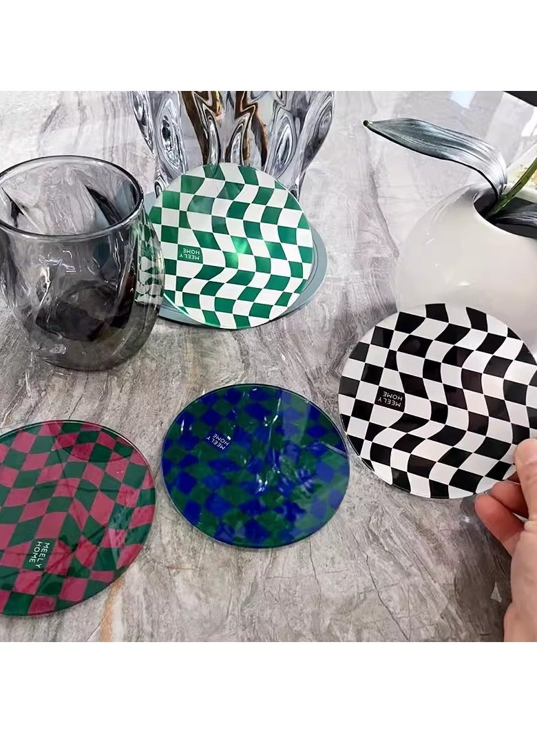 Wmlhome Tabletop Protection Acrylic Coasters, Home Decor Checkerboard Pattern Pad Cup Pads Coffee Tea Cup Mat  - Image 5