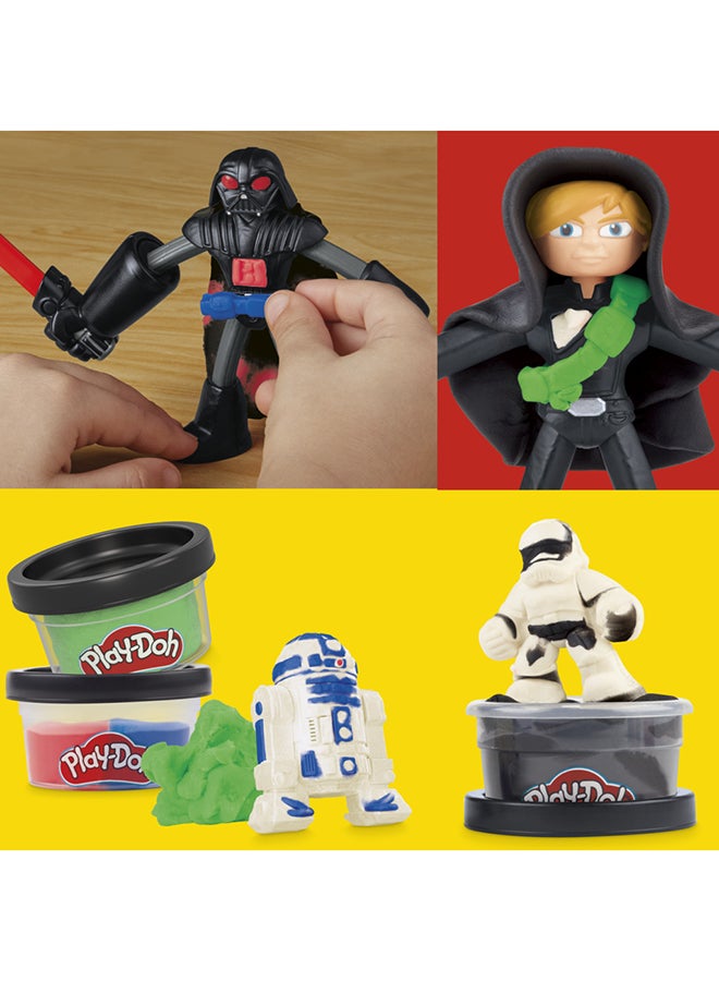 Play-Doh مجموعة ألعاب بلاي دو Star Wars Squish & Slice Lightsabers، شخصيات لوك سكاي ووكر ودارث فيدر القابلة للانحناء بطول 4 إنش، ألعاب خيالية للأولاد والبنات من عمر 4 سنوات وما فوق - Image 1