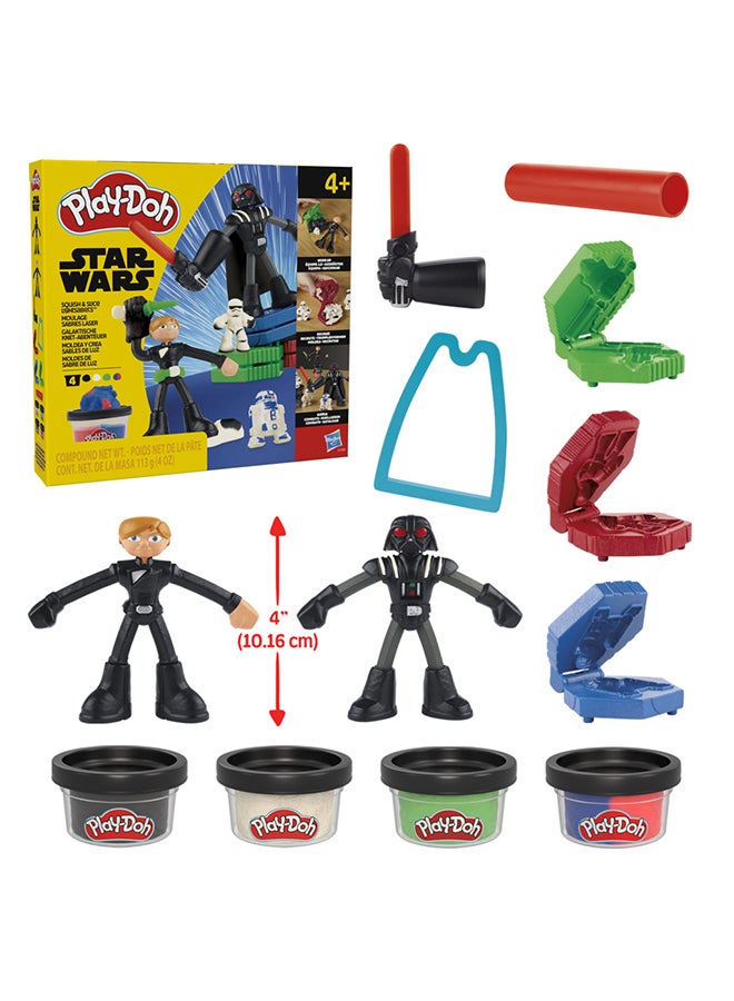 Play-Doh مجموعة ألعاب بلاي دو Star Wars Squish & Slice Lightsabers، شخصيات لوك سكاي ووكر ودارث فيدر القابلة للانحناء بطول 4 إنش، ألعاب خيالية للأولاد والبنات من عمر 4 سنوات وما فوق - Image 5