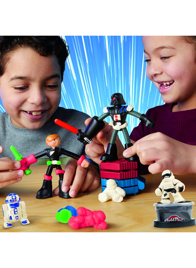 Play-Doh مجموعة ألعاب بلاي دو Star Wars Squish & Slice Lightsabers، شخصيات لوك سكاي ووكر ودارث فيدر القابلة للانحناء بطول 4 إنش، ألعاب خيالية للأولاد والبنات من عمر 4 سنوات وما فوق - Image 2