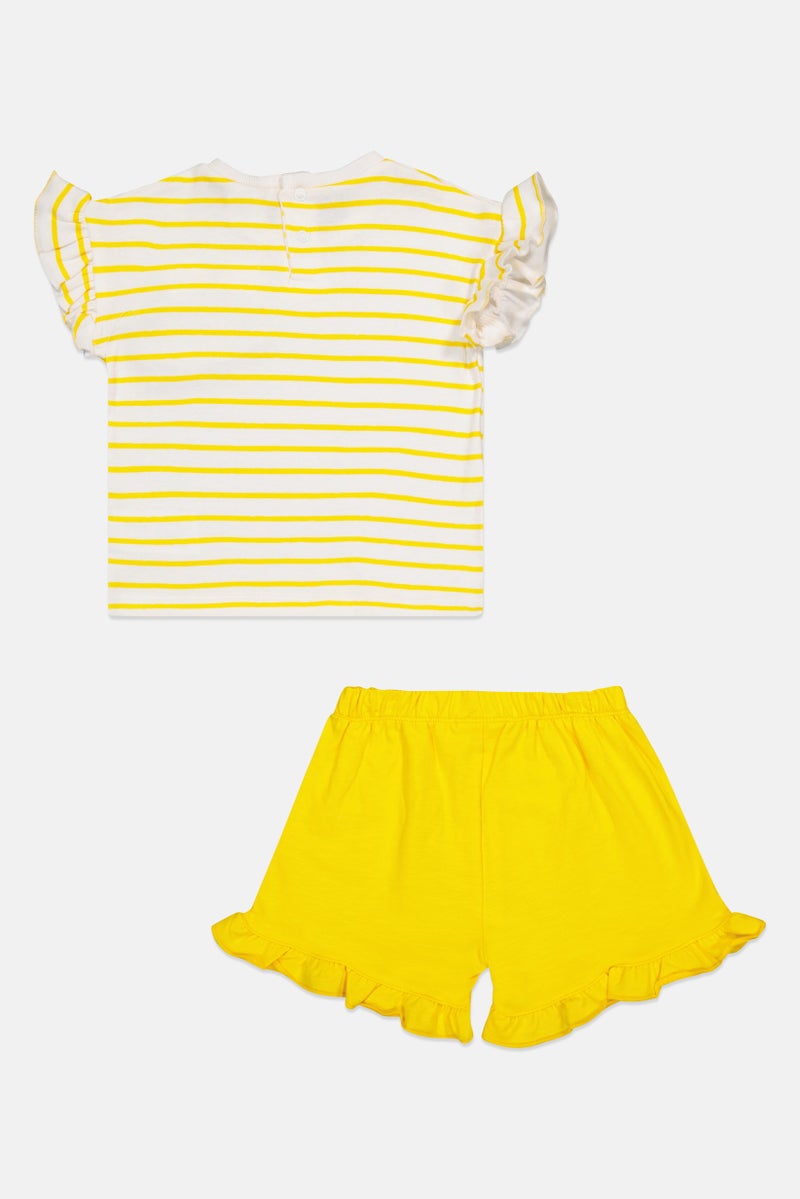 Lily & Jack Toddlers Girl 2 Pcs Stripe T-Shirt And Shorts Set, Multicolor - Image 3