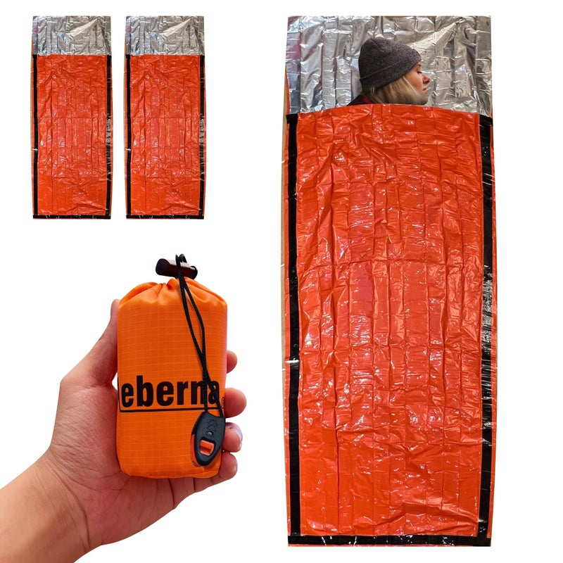 Leberna Emergency Survival Sleeping Bag | Portable Emergency Blanket Survival Gear Emergency Bivvy Sack Thermal Sleeping Bag Camping, 2 Pack - Image 1