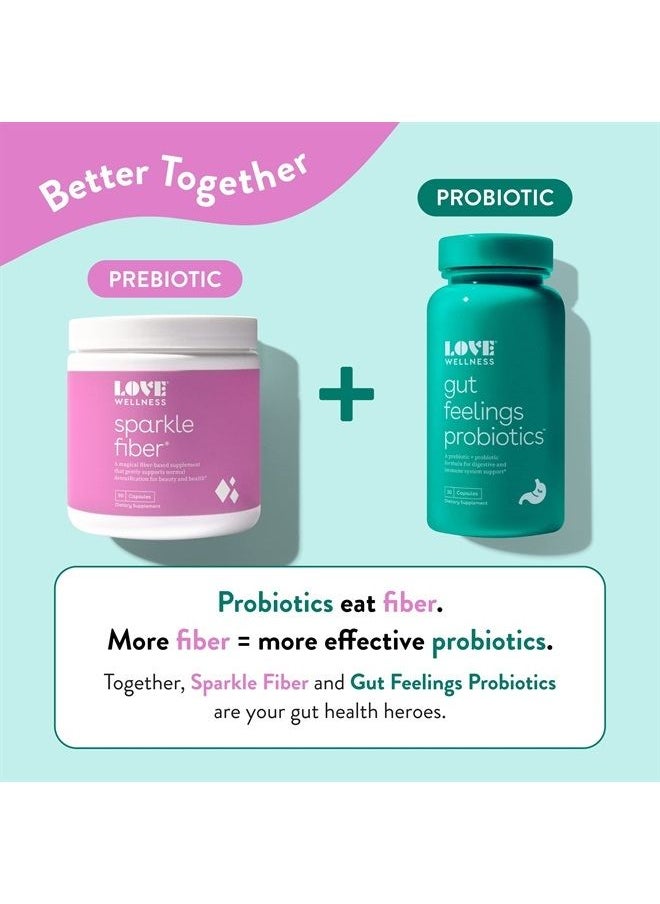 Love Wellness - Gut Feelings Probiotic, Digestive Enzyme Supplement - 30 Capsules - Helps Support Gut, Healthy Digestion & Strong Immune System - Safe & Effective Prebiotic, Probiotic and Postbiotic - Image 1