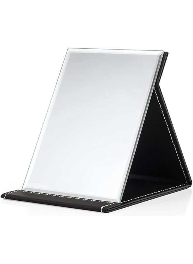 erorex Portable Folding Vanity Mirror Desktop Makeup Mirror With Adjustable Stand Pu Leather Travel Mirror For Camping Home - Image 1